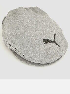 NWT Men's Puma Cobra Tour Light Gray Driver Style Flat Cap with Black Logo